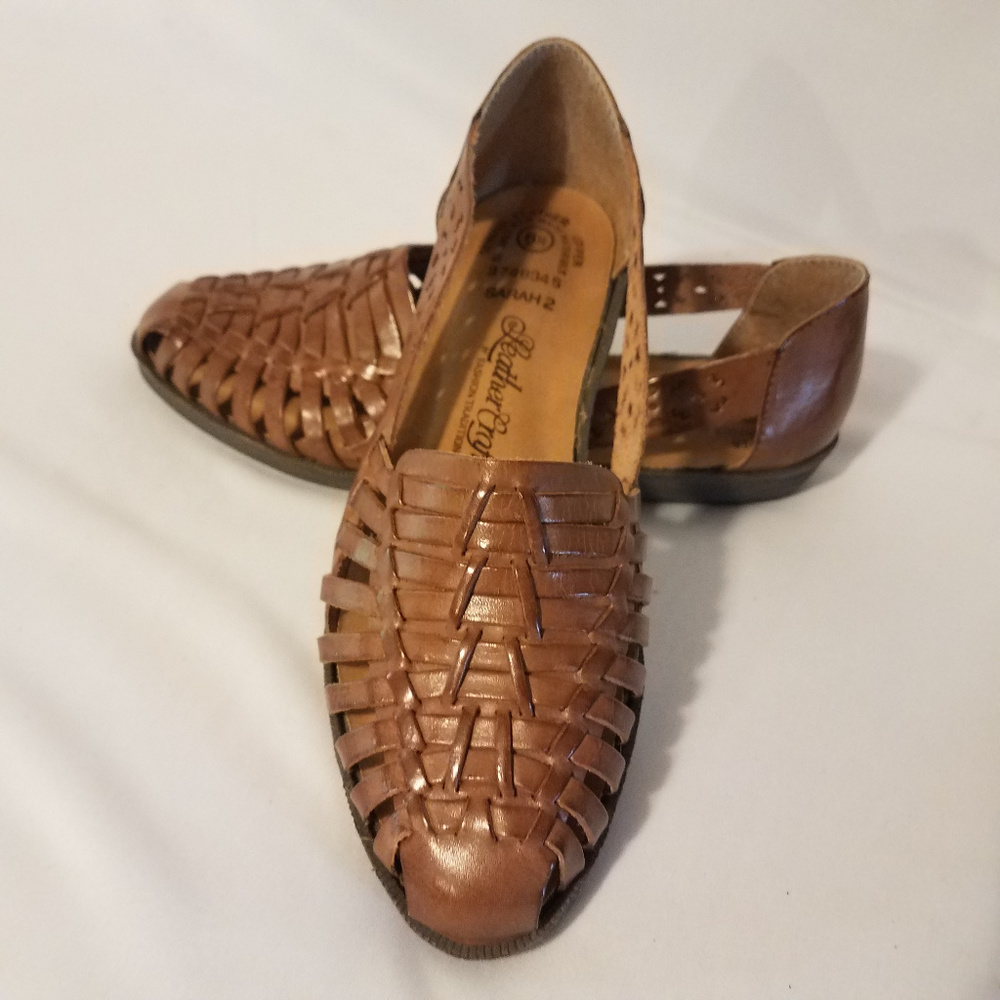 Leather Craft Brown Leather Slip-On Flats Size 6.5